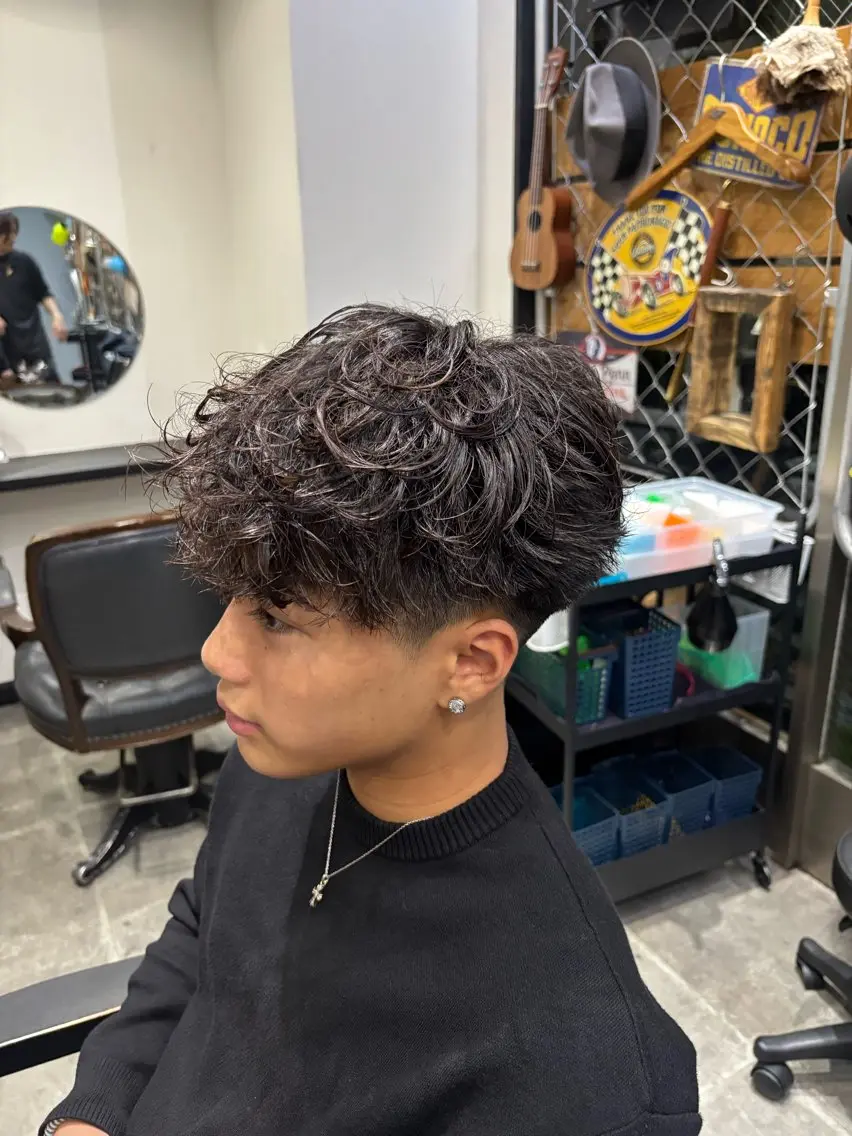 ショート パーマ メンズ メンズパーマ カット パーマ hack 佐藤龍空のヘアスタイル
