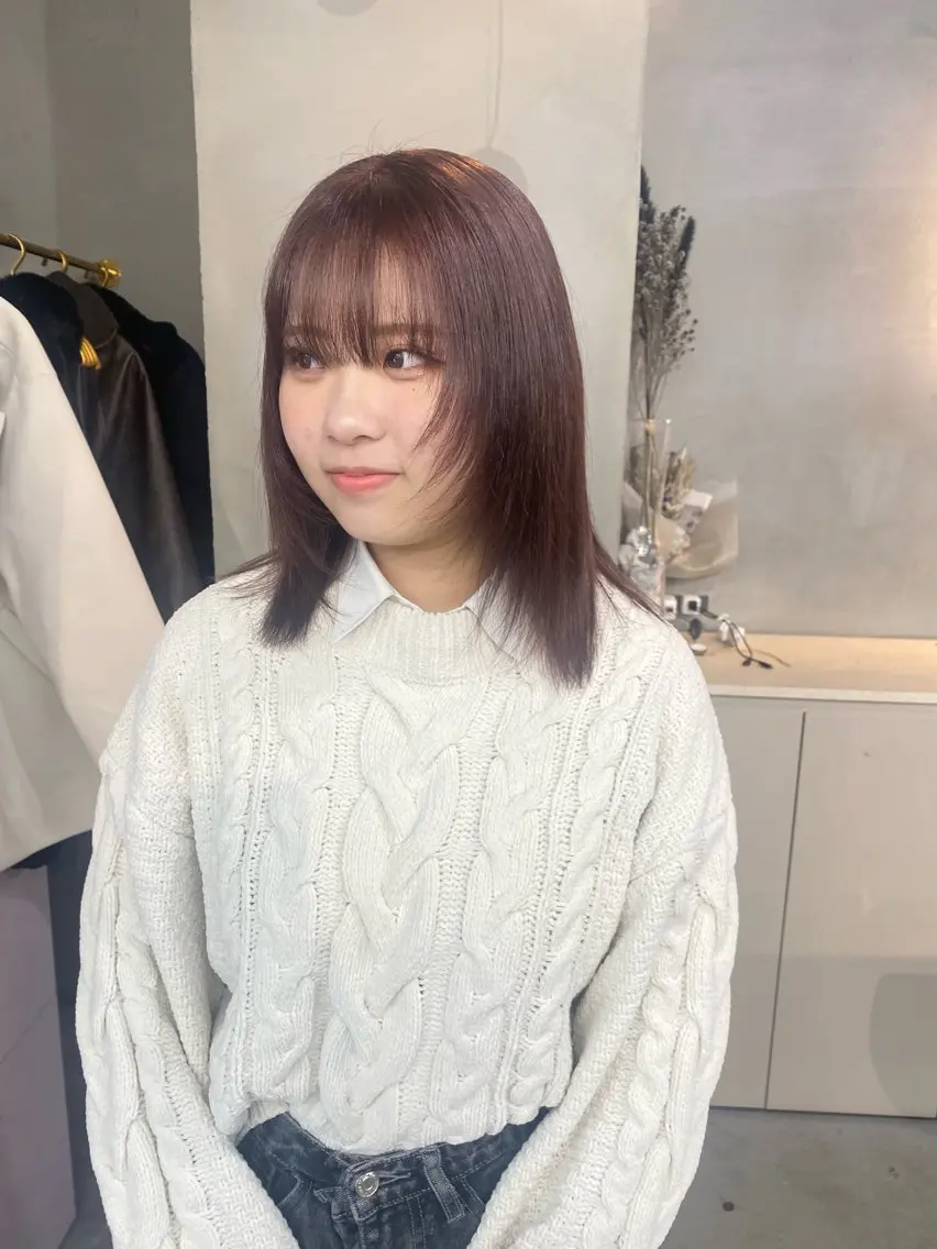 ミディアム カラー ブリーチ ヘアカラー トリートメント 前橋 姫奈のヘアスタイル