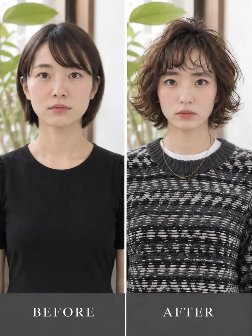 ミディアム カット ヘアカラー ヘッドスパ 石川 修一のヘアスタイル