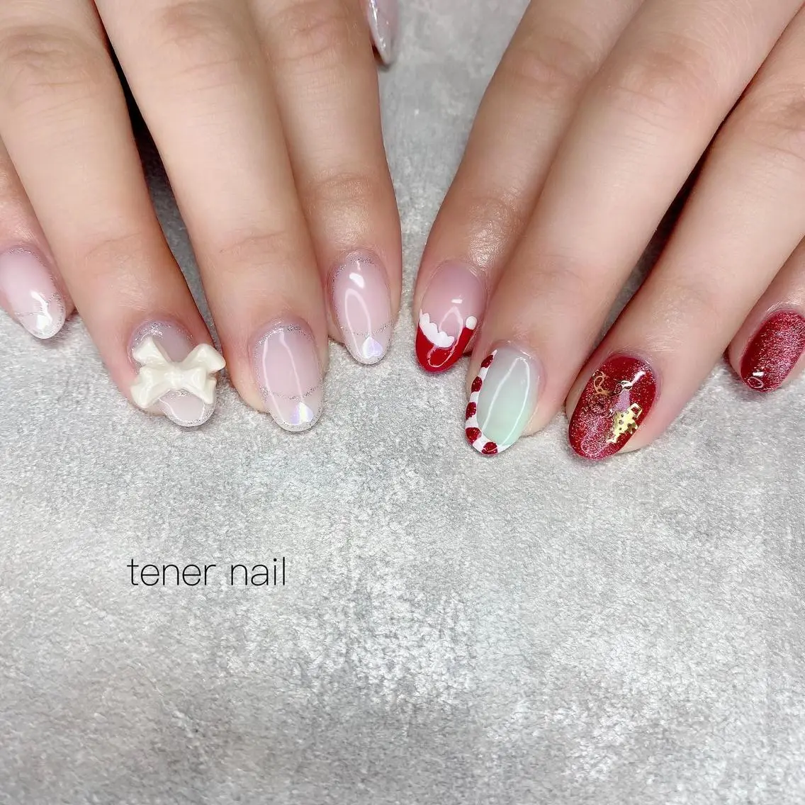 ネイル フレンチネイル 冬ネイル クリスマス テネルネイル tener nailのネイルデザイン