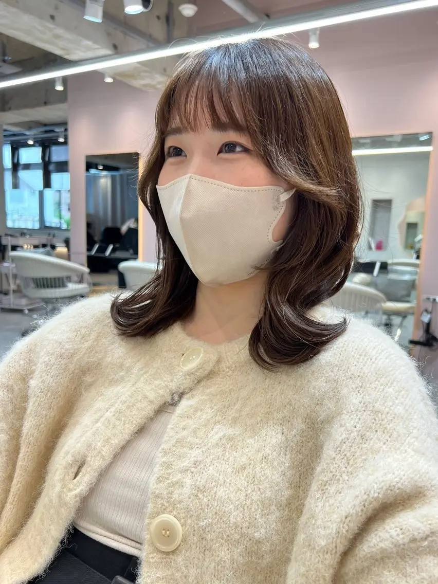 ミディアム カラー ヘアアレンジ グレージュ くびれヘア 🔶似合わせセンター パート/ヤス🔶のヘアスタイル