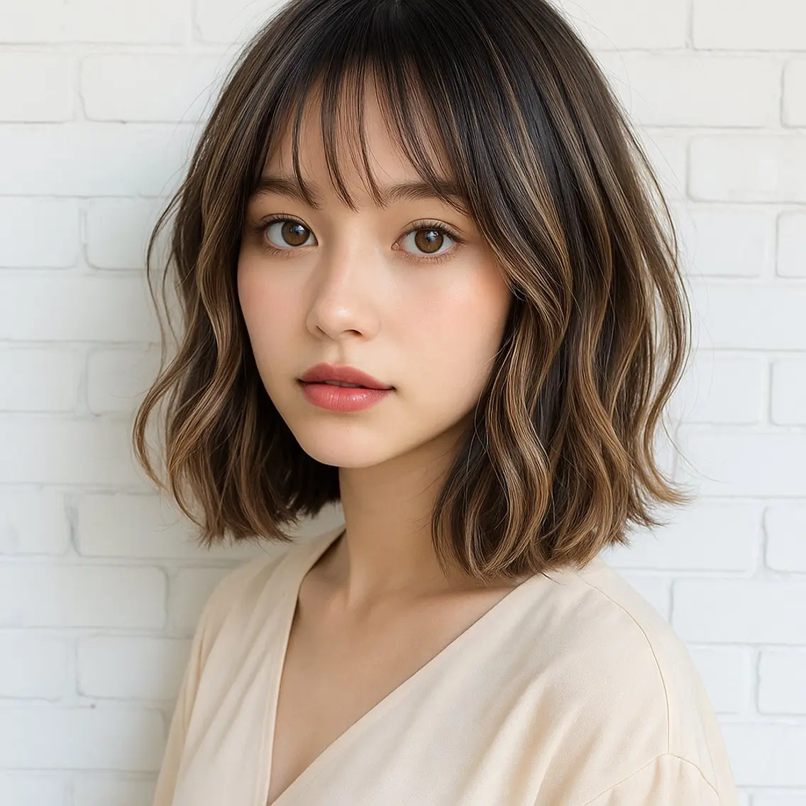 ミディアム カラー ヘアカラー トリートメント crystal船橋 /艶カラー/HONOのヘアスタイル