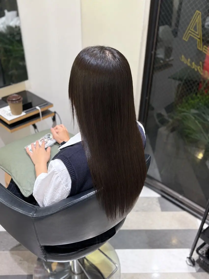 ロング 縮毛矯正 久保 佑真のヘアスタイル