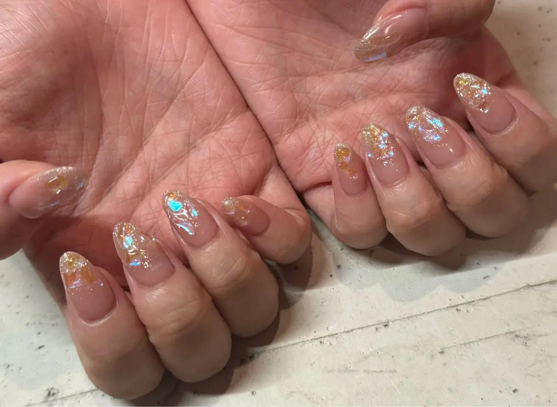 ネイル ハンドネイル 韓国/ワンホン/長さ 出しつけ放題🎀のネイルデザイン