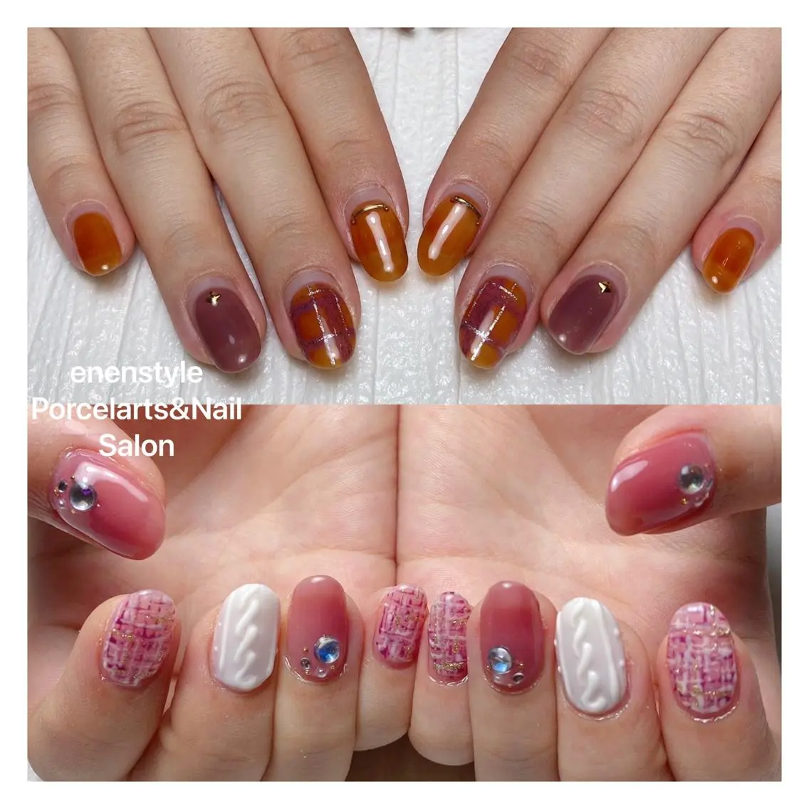 ミディアム ネイル ハンドネイル 🐾enen style 🐾のネイルデザイン