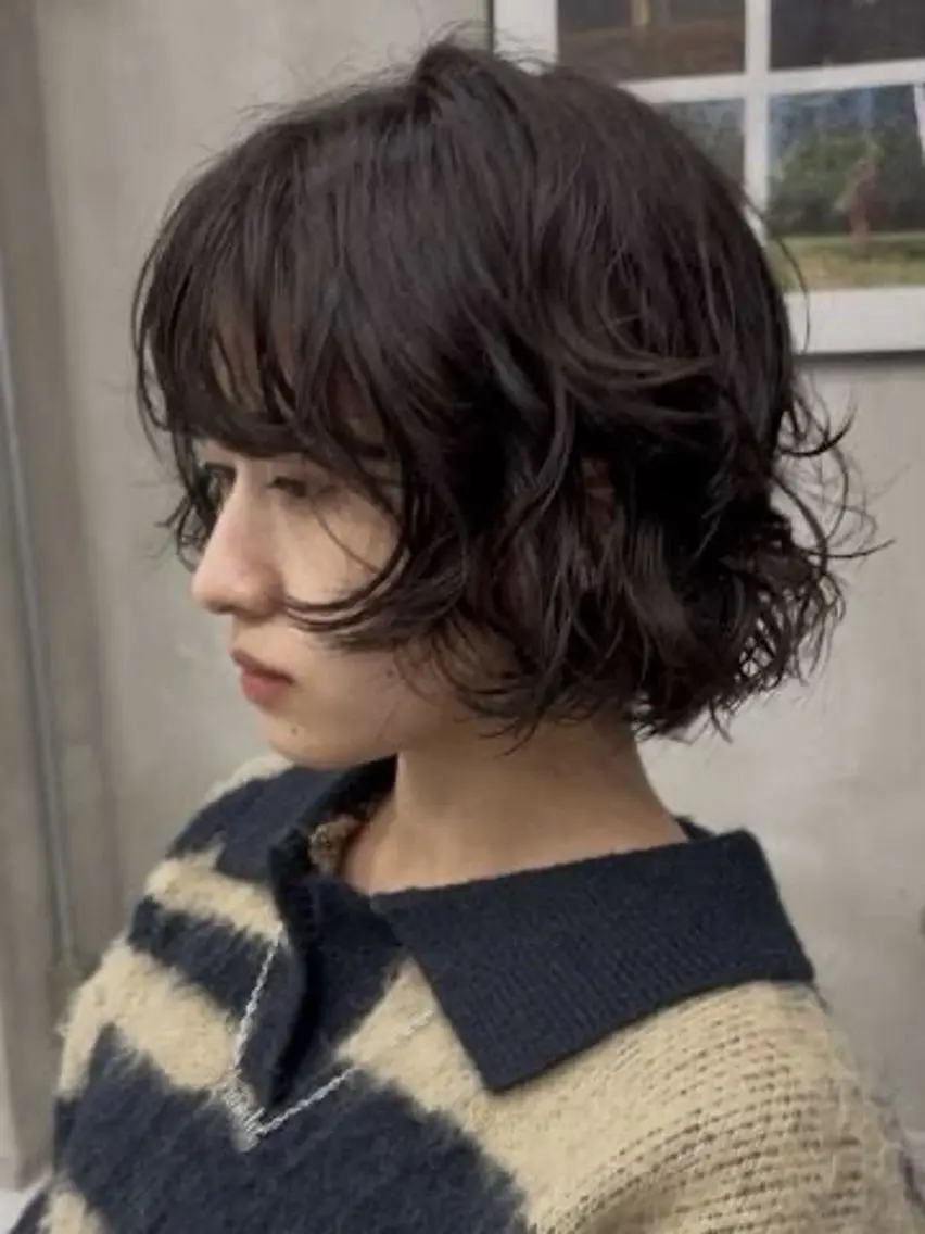 ミディアム カラー ミディアムパーマ ボブ カット パーマ トリートメント 赤み消しカラー/ ナチュラル/トモキのヘアスタイル