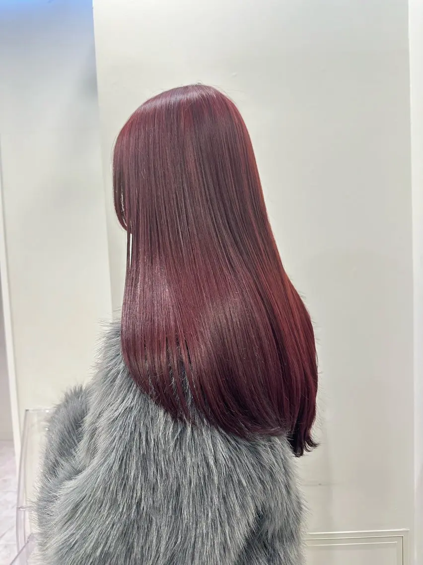 ロング カラー ブリーチ ブリーチなしカラー レッドカラー ヘアカラー 渋谷/透明感カラー /半個室/こうめいのヘアスタイル