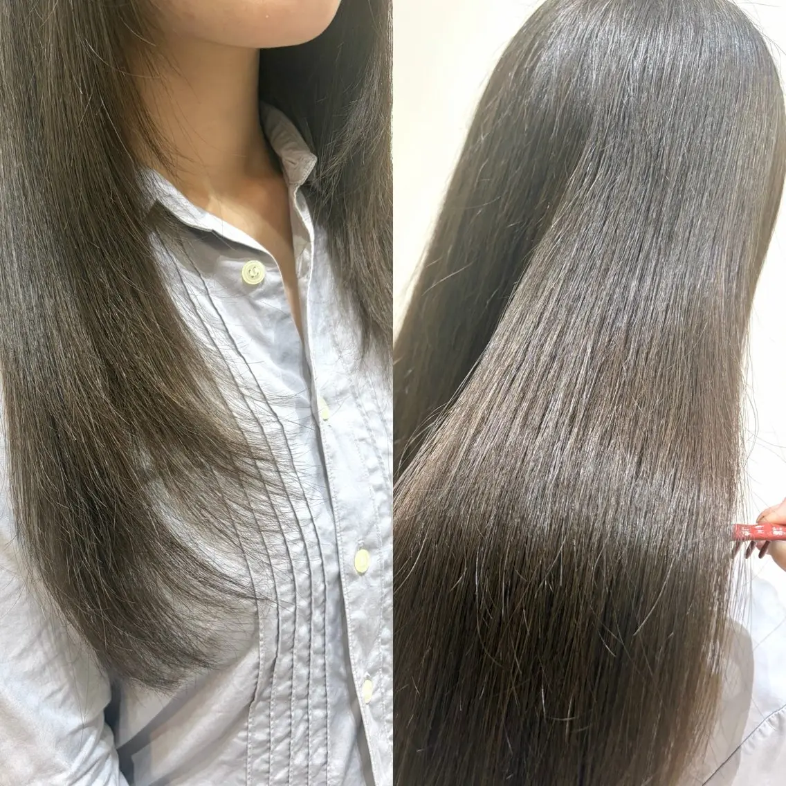 ロング カラー ベージュカラー グレージュ ミント ミントベージュ 髪質改善 カット ヘアカラー トリートメント ♡オシャ髪♡AI ✂️newi町田のヘアスタイル