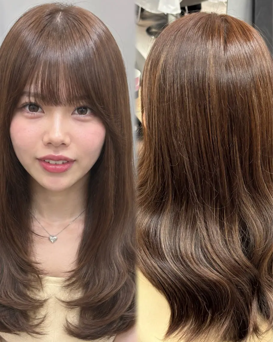 セミロング カラー ブラウンカラー ヘアカラー 🤍艶モテカラー♡ ブラウン🤍Rimiのヘアスタイル