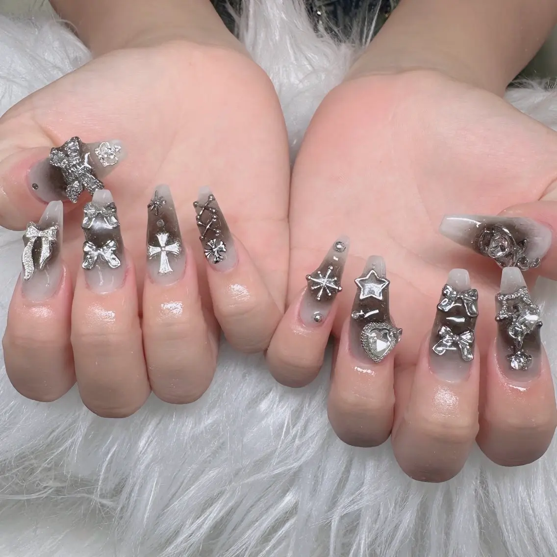 ネイル ロングネイル マグネットネイル リボン 夏ネイル スーパーロングネイル Hani Nail XUKAのネイルデザイン