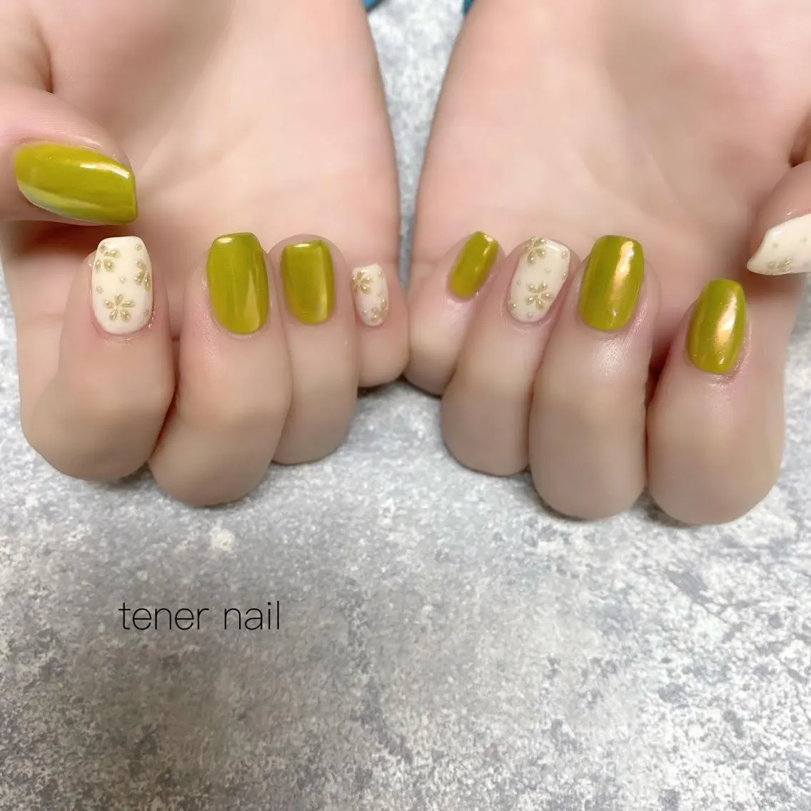 ネイル オーロラネイル フラワーネイル ミラーネイル テネルネイル tener nailのネイルデザイン