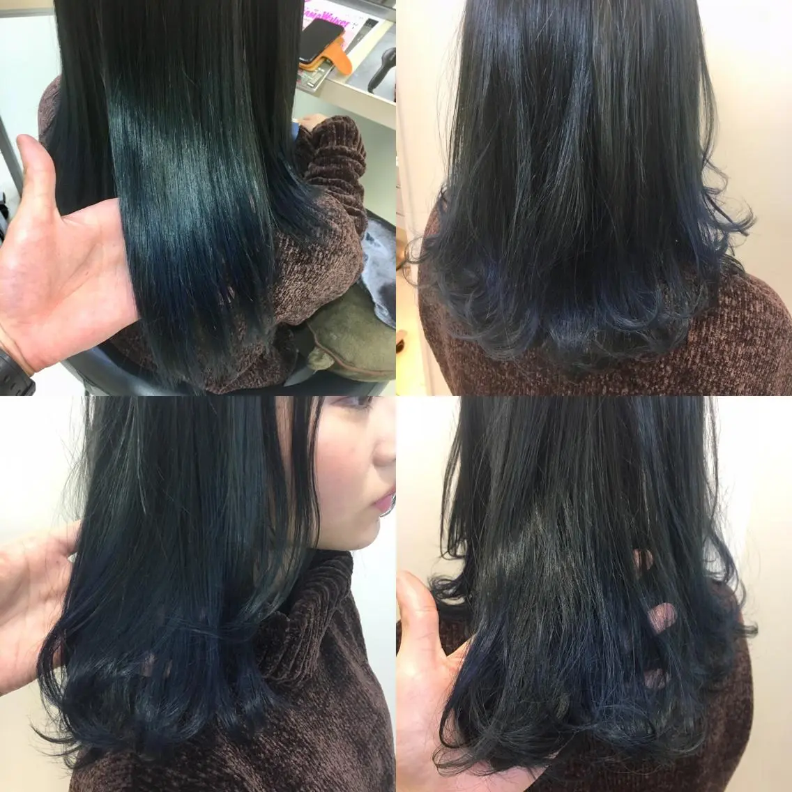 ミディアム カラー バレイヤージュ ネイビーカラー レイヤーカット ヘアカラー 永井 大希のヘアスタイル