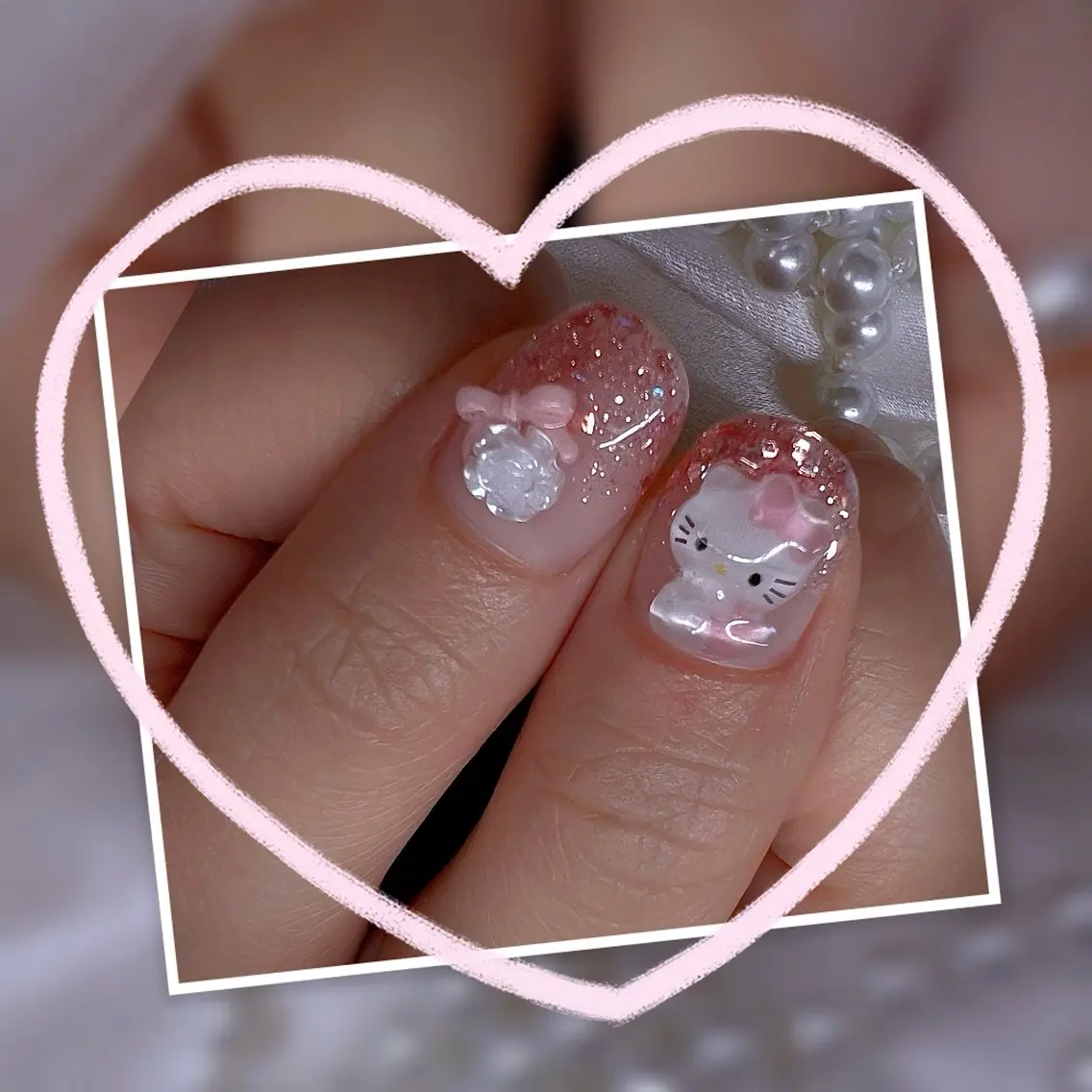 ネイル チークネイル フレンチネイル ガーリー グラデーション マグネットネイル Chill Nailsalonのネイルデザイン