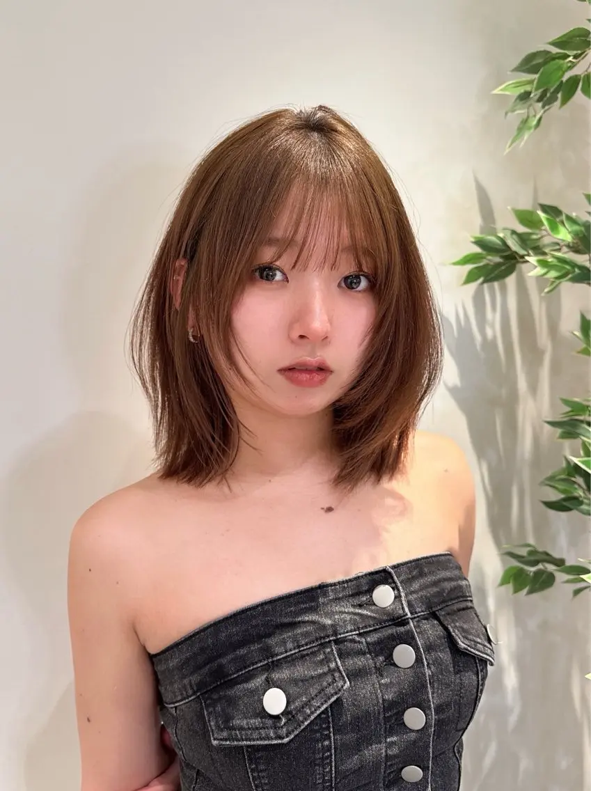 ミディアム カラー パーマ ヘアアレンジ カット ヘアカラー トリートメント 小野寺瑞希 /最小顔カットのヘアスタイル