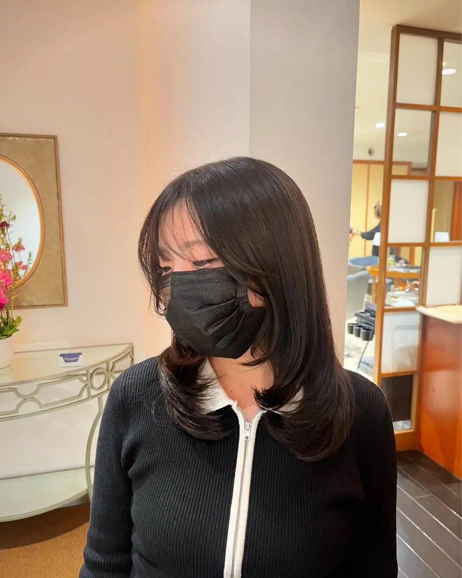ミディアム 顔周りカット レイヤーカット 中村 佳菜のヘアスタイル
