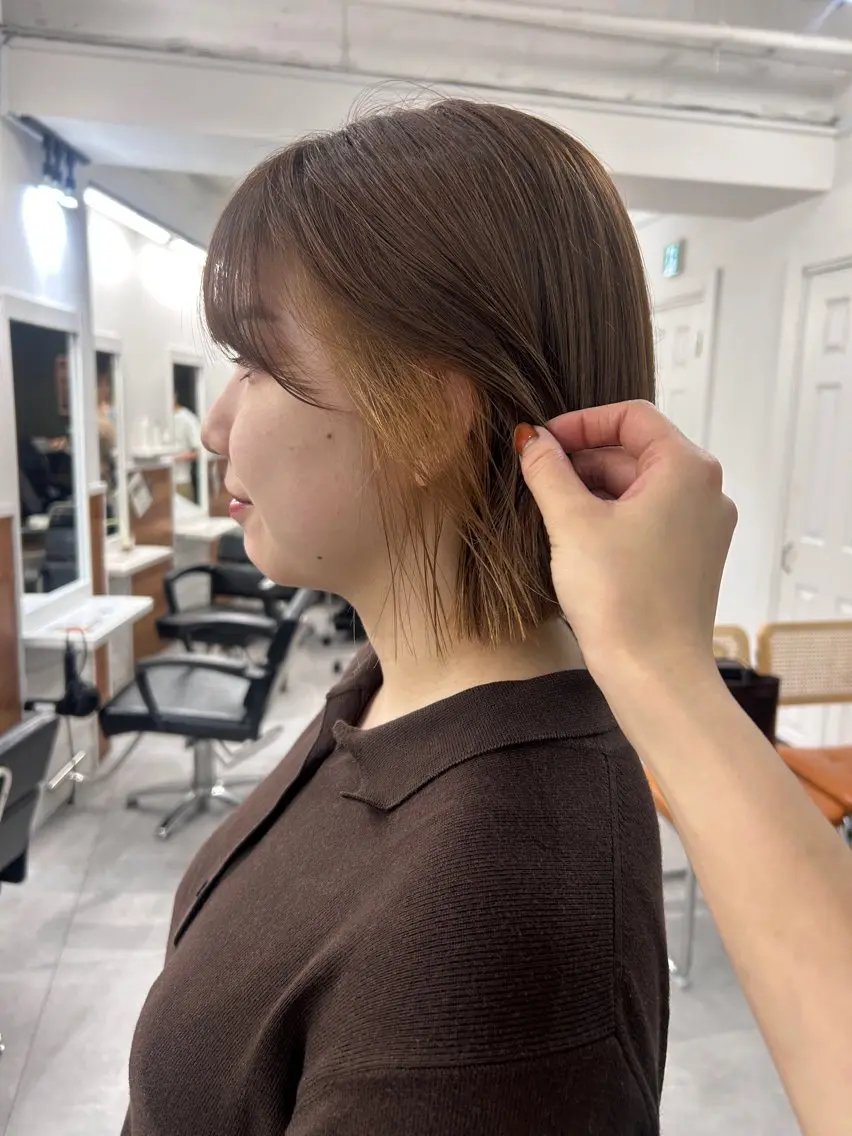 ミディアム カラー カット ヘアカラー トリートメント レイヤーボブ/ 艶カラー/サナ🌼のヘアスタイル