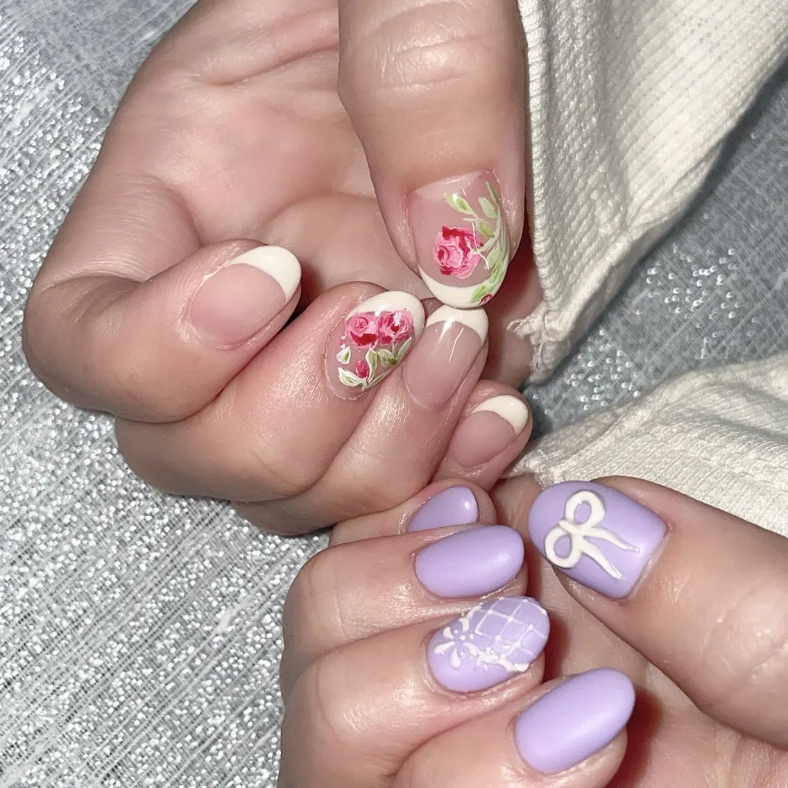 ネイル フレンチネイル レース マットネイル ニュアンスネイル 林 ✨syousyouのネイルデザイン