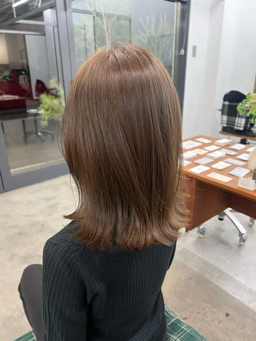 ミディアム ヘアカラー パーマ×透明感カラー MIOのヘアスタイル