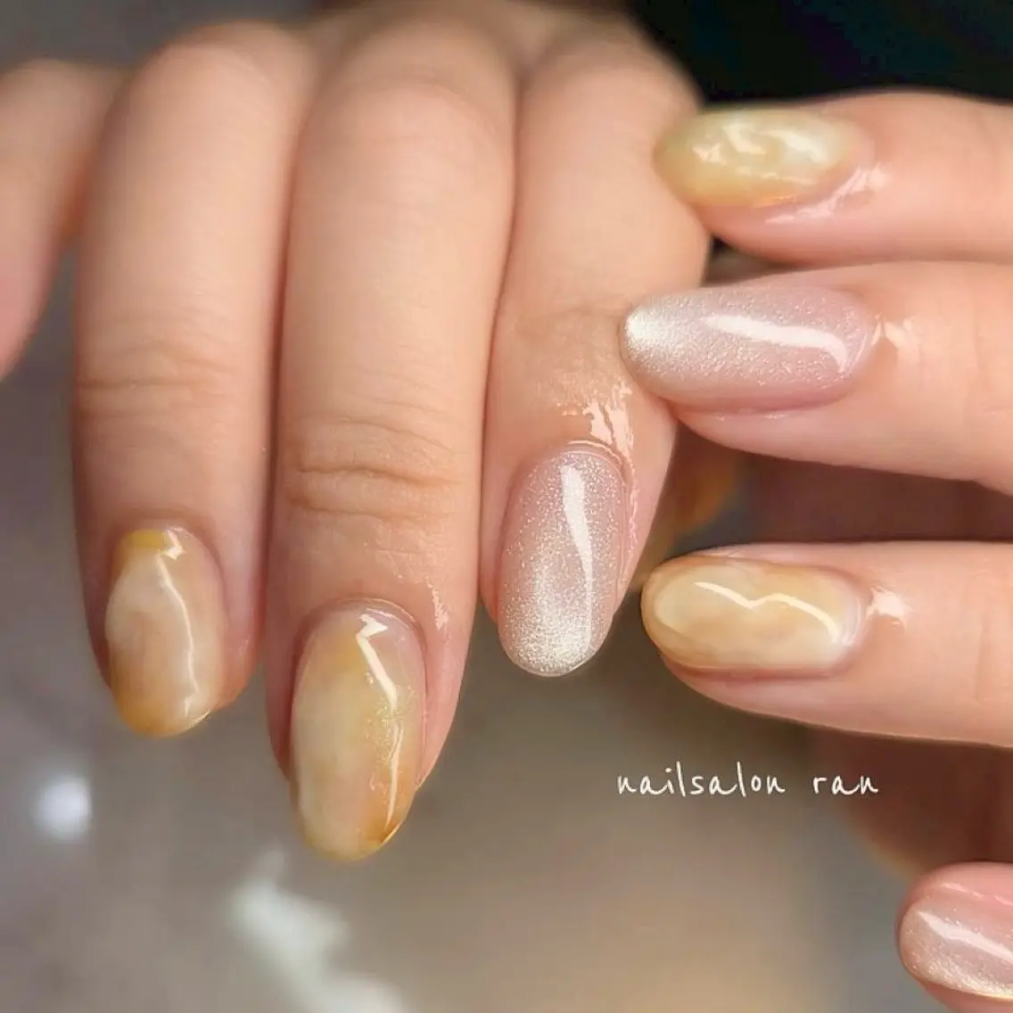 ネイル ニュアンスネイル ハンドネイル ハンドケア nailsalon ranのネイルデザイン