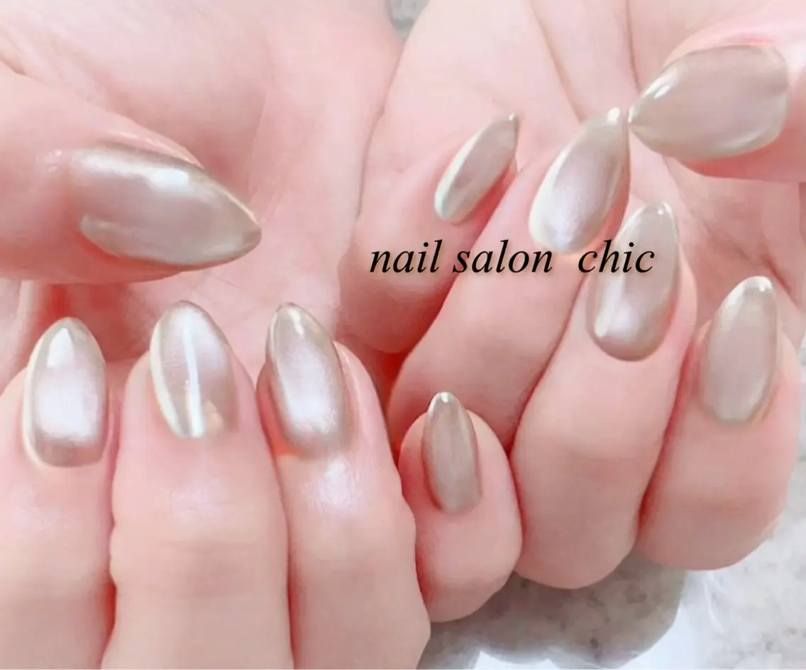 ネイル 氷ネイル・うるうるネイル マグネットネイル ミラーネイル オフィスネイル ワンカラーネイル nail salon chicのネイルデザイン