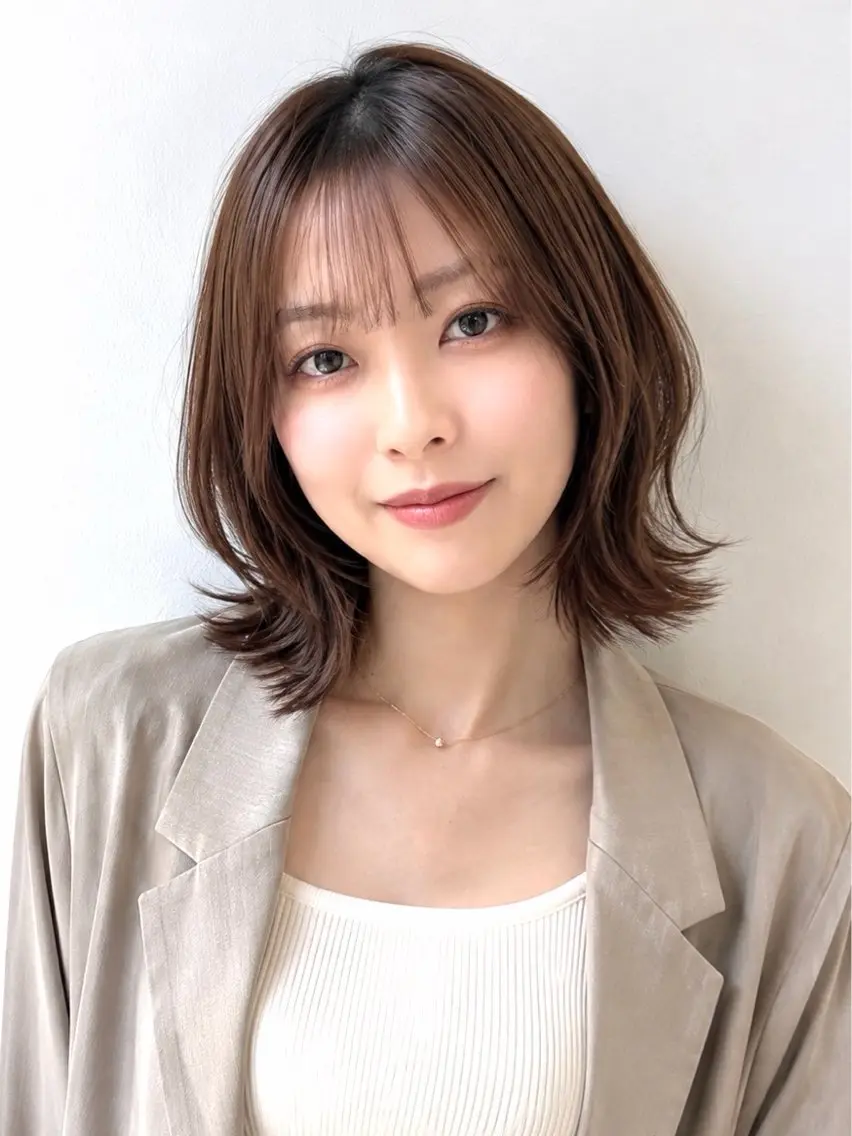 ミディアム ボブ/ミルクティー KOUGAのヘアスタイル