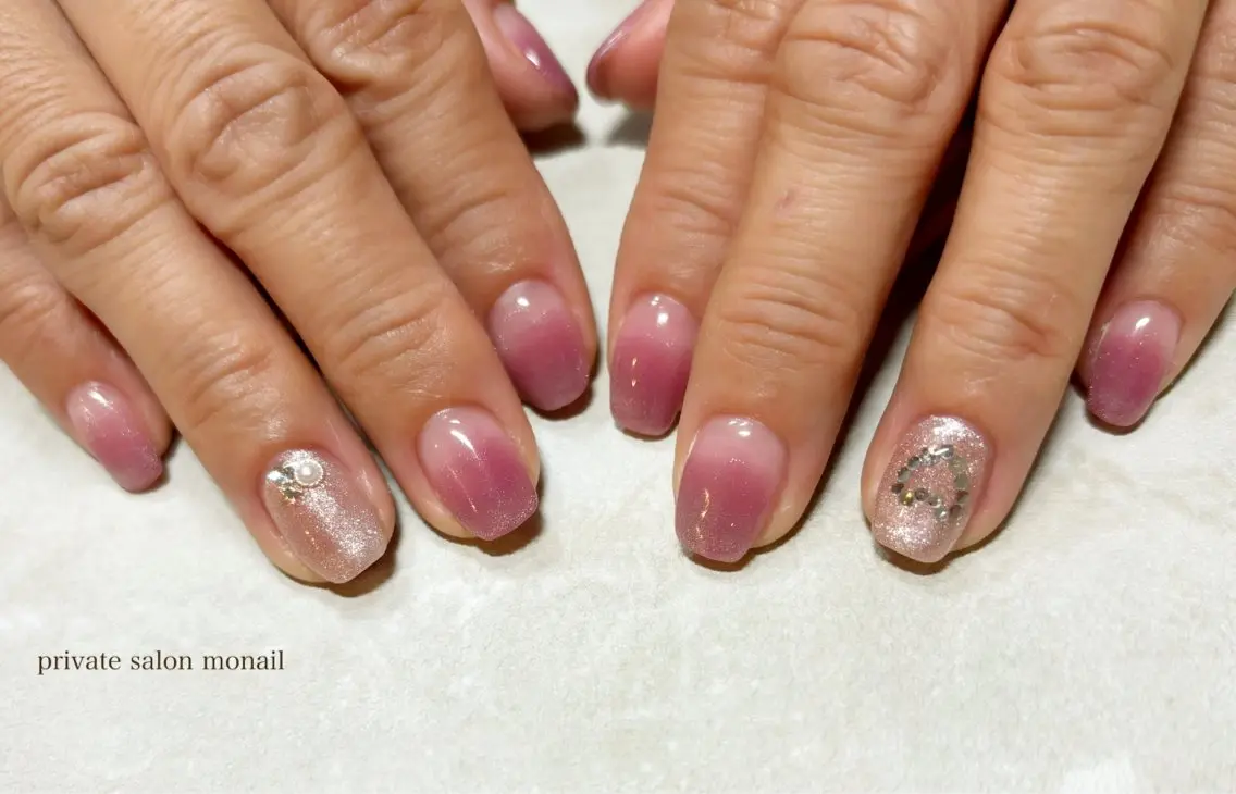 ネイル グラデーション マグネットネイル ストーンネイル ハンドネイル nail salon monailのネイルデザイン