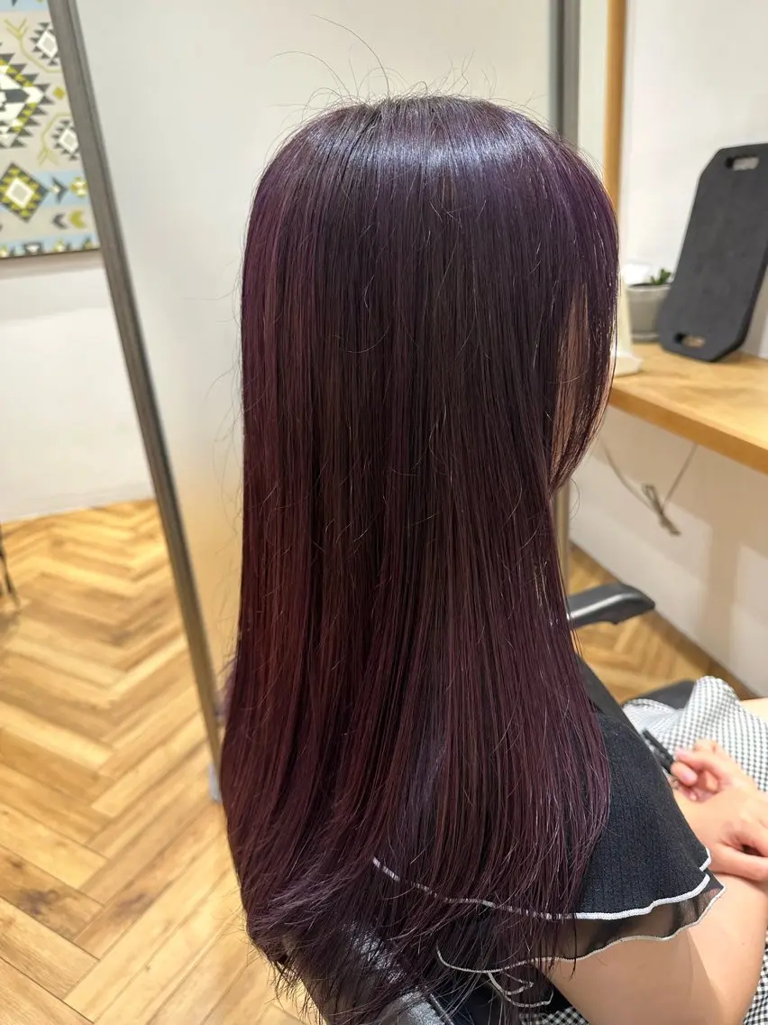 ロング カラー パープルカラー 織田 ゆみのヘアスタイル