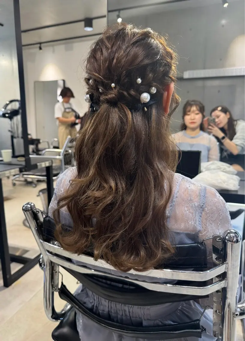 セミロング カラー パーマ ヘアアレンジ ヘアセット 透明感カラー/縮毛 矯正/YUKAのヘアスタイル