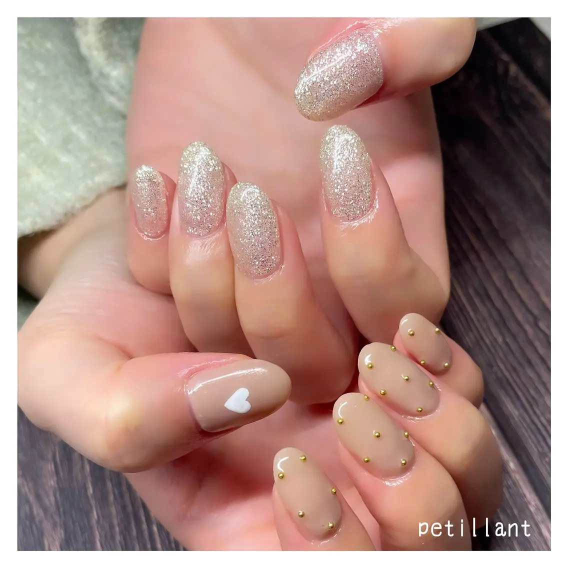 ネイル ハート ピンク nail salon petillantのネイルデザイン