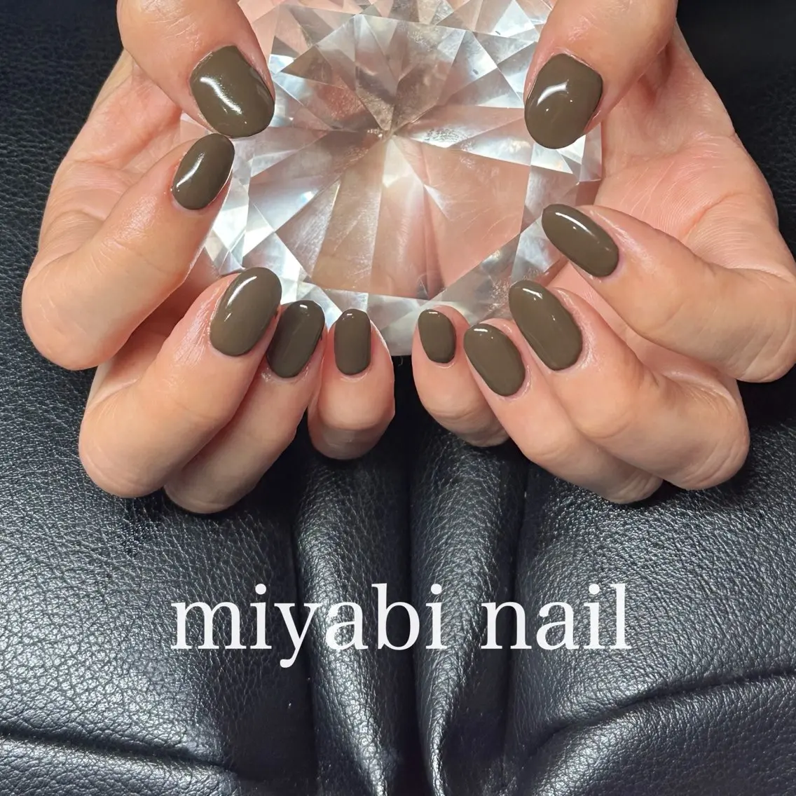 ネイル ブラウン ジェルネイル 持ち込み ワンカラーネイル ショートネイル ハンドネイル miyabi nail 桂川駅近くのネイルデザイン