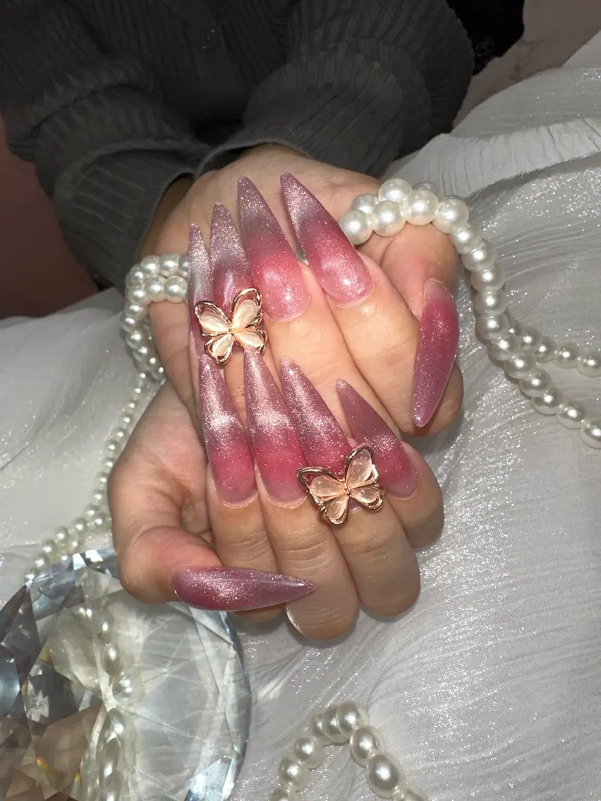 ネイル ロングネイル マグネットネイル スカルプネイル 春ネイル icy nail れいあのネイルデザイン