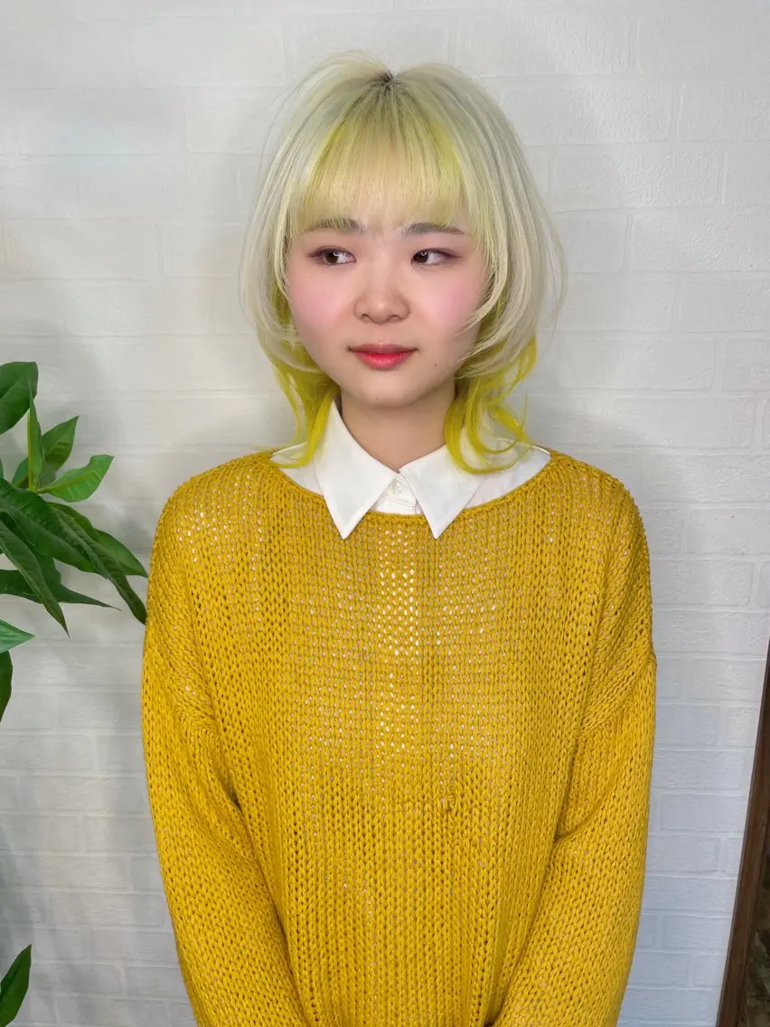 ショート カラー イエローカラー ウルフカット Re:ta Hair 飯田淳平のヘアスタイル
