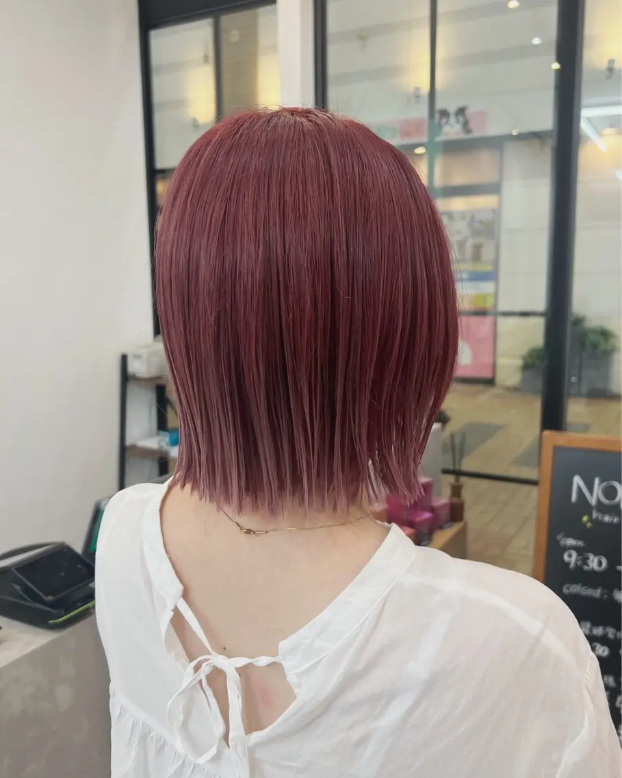 ショート カラー 切りっぱなしボブ ピンクカラー ボブ カット ヘアカラー トリートメント ✨NOMAD印西✨ 黒川勇輝のヘアスタイル