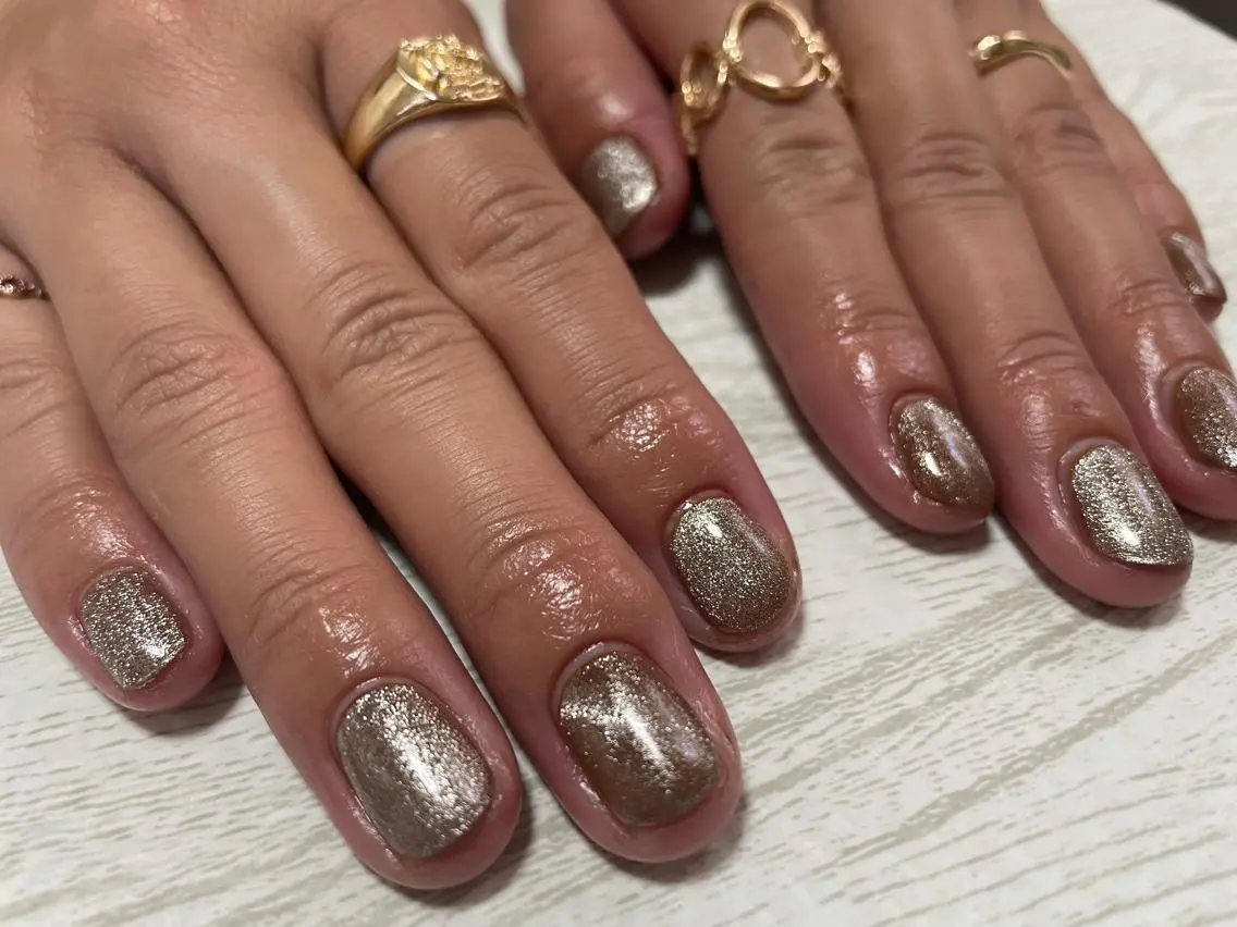 ネイル ブラウン マグネットネイル シンプルネイル ハンドネイル Ulu  Nail 🌱MOMOKAのネイルデザイン