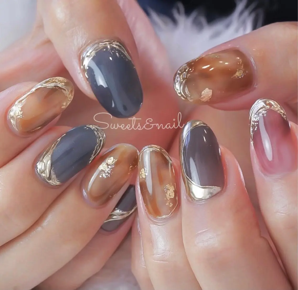 ネイル べっ甲ネイル Sweets& nail みなこのネイルデザイン