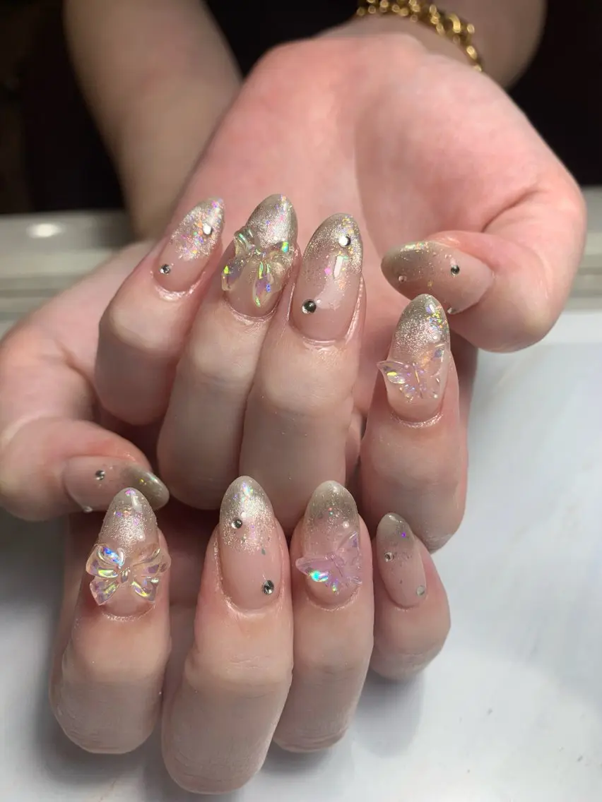 ネイル フレンチネイル ジェルネイル 韓国ネイル マグネットネイル マグネットフレンチ akina nailsのネイルデザイン
