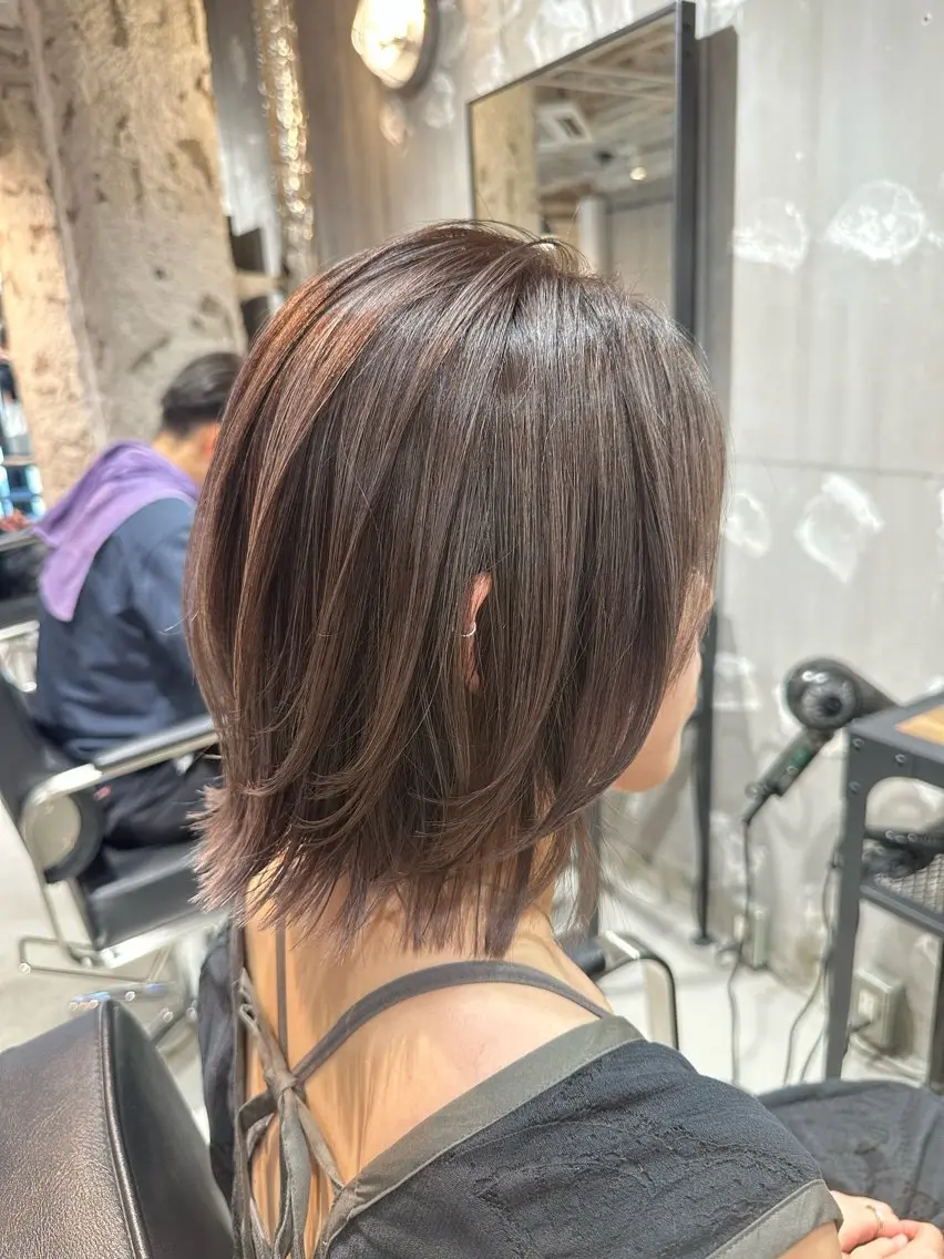 ミディアム カラー ヘアアレンジ ヘアカラー トリートメント 久米 治仁のヘアスタイル