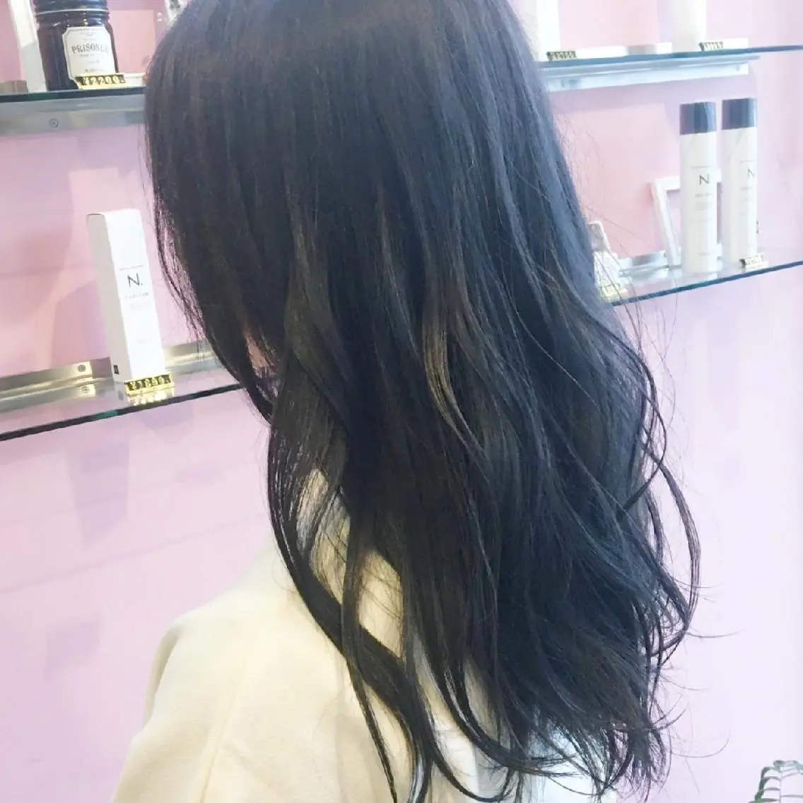 カラー セミロング ブルーカラー ブルージュ looker ルーカーのヘアスタイル