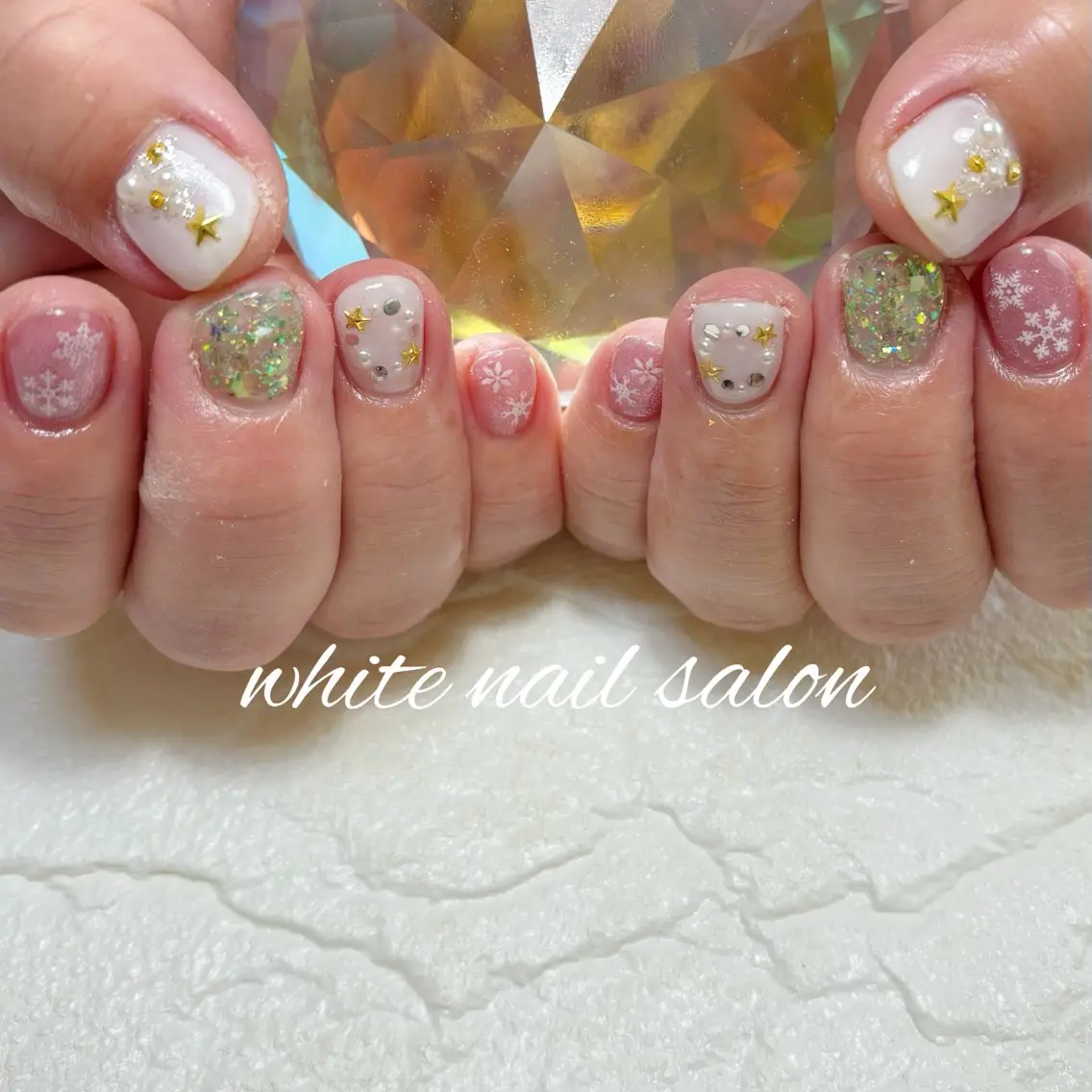 ネイル フットネイル ラメ(グリッター) ハンドネイル white nail salonのネイルデザイン