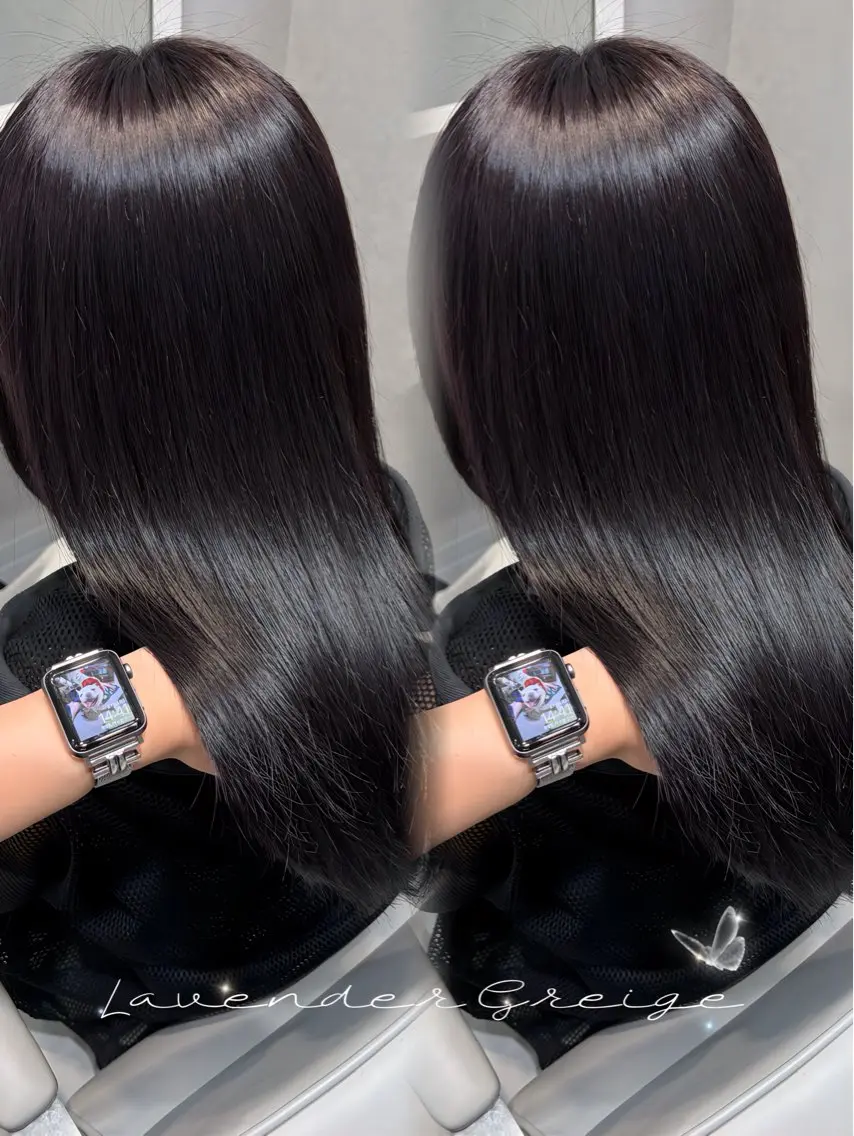 ロング カラー 透明感カラー ラベンダーカラー レイヤーカット カット ヘアカラー トリートメント MAKO/モテ髪/ ハイトーン/赤みなしのヘアスタイル