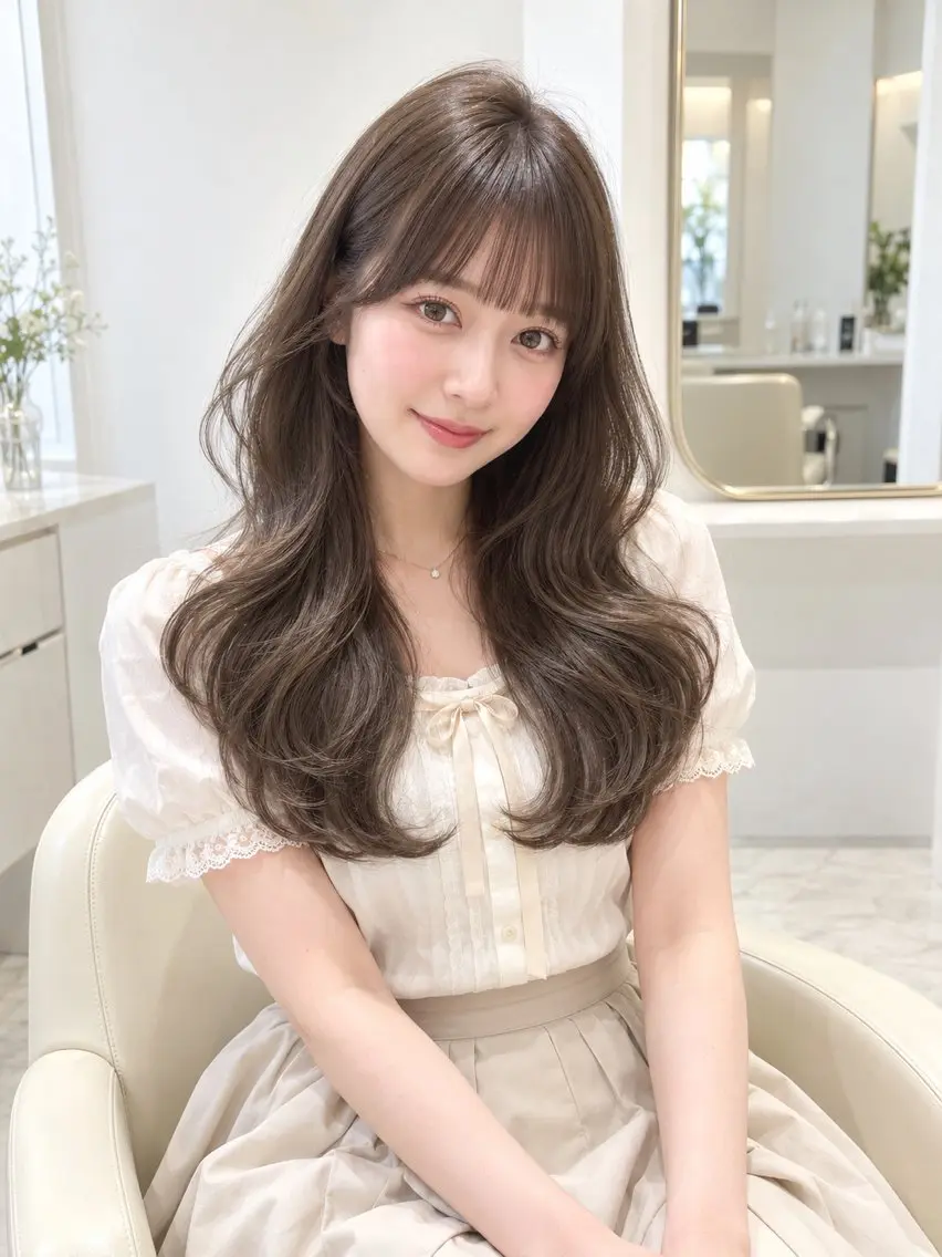 ロング カラー ブリーチ 透明感カラー ハイトーンカラー インナーカラー くびれヘア カット ヘアカラー トリートメント ♡mao♡／顔周り ／透明感カラー🎀のヘアスタイル