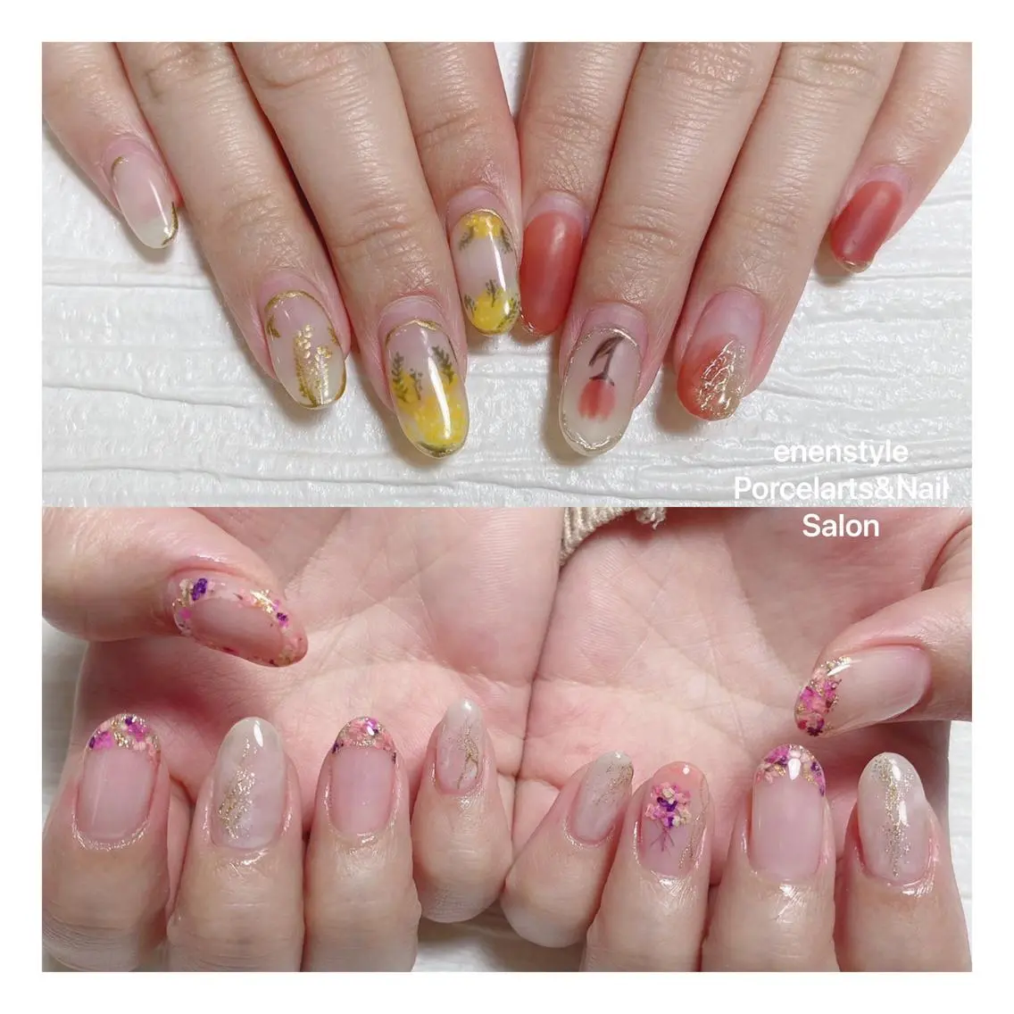 ミディアム ネイル ハンドネイル 🐾enen style 🐾のネイルデザイン
