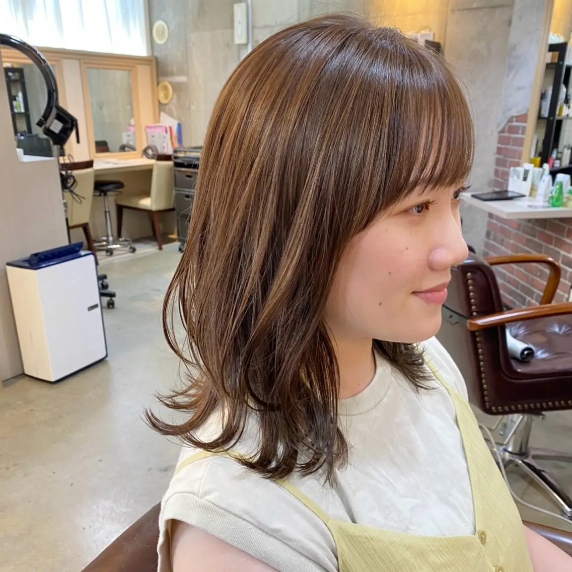 セミロング カラー レイヤーカット カット ヘアカラー レイヤーカット/ 根本瑠実のヘアスタイル