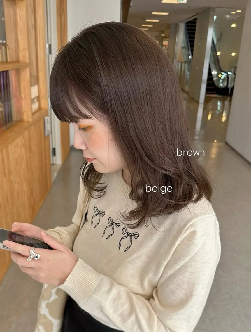 ミディアム カラー カット ヘアカラー トリートメント 服部 真帆のヘアスタイル