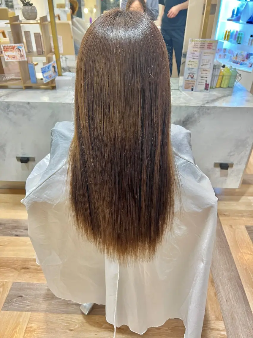 ロング カラー パーマ ダブルカラー 縮毛矯正 ストレートパーマ 大阪梅田/レイヤー/ ハイライト/yuuのヘアスタイル