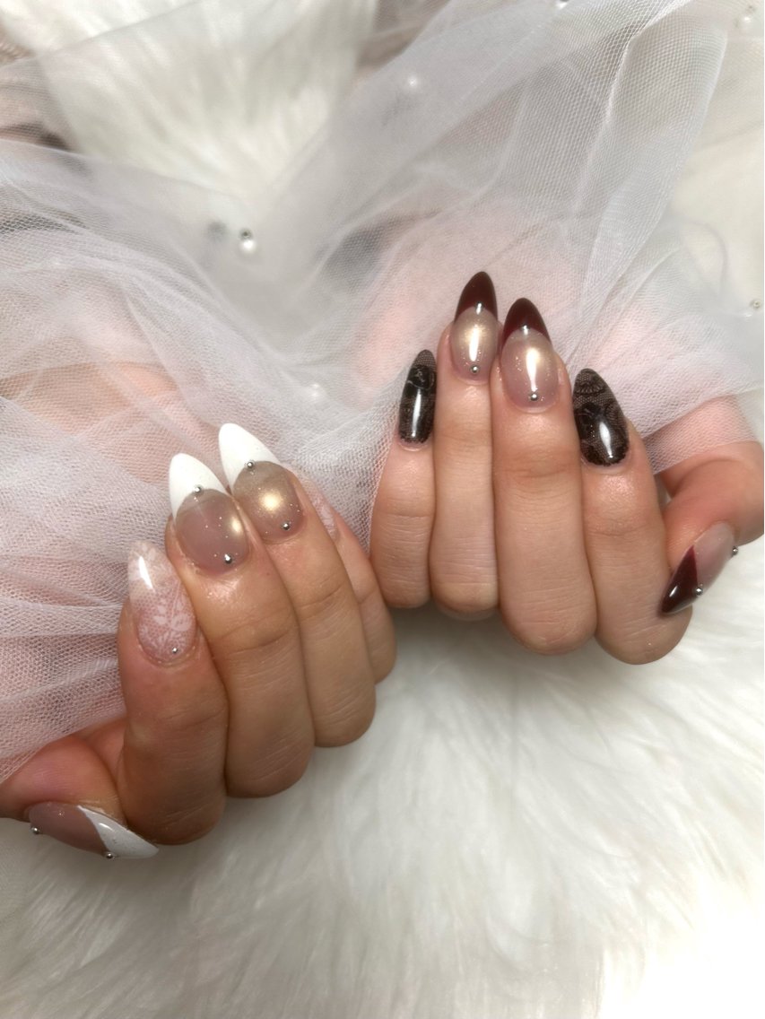 セミロング ハンドネイル pas á pas 🩵💛minoriのネイルデザイン