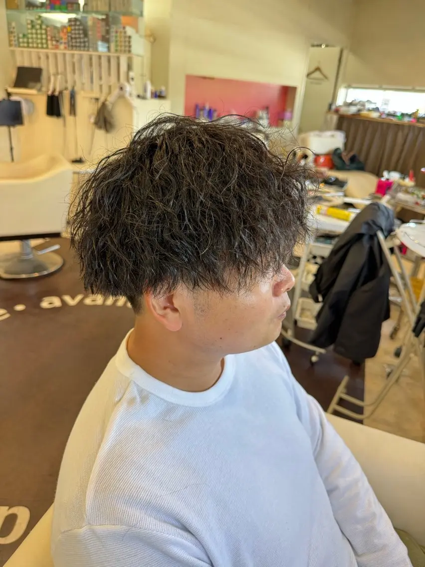 ショート パーマ メンズ カット パーマ トリートメント 長屋 裕也のヘアスタイル