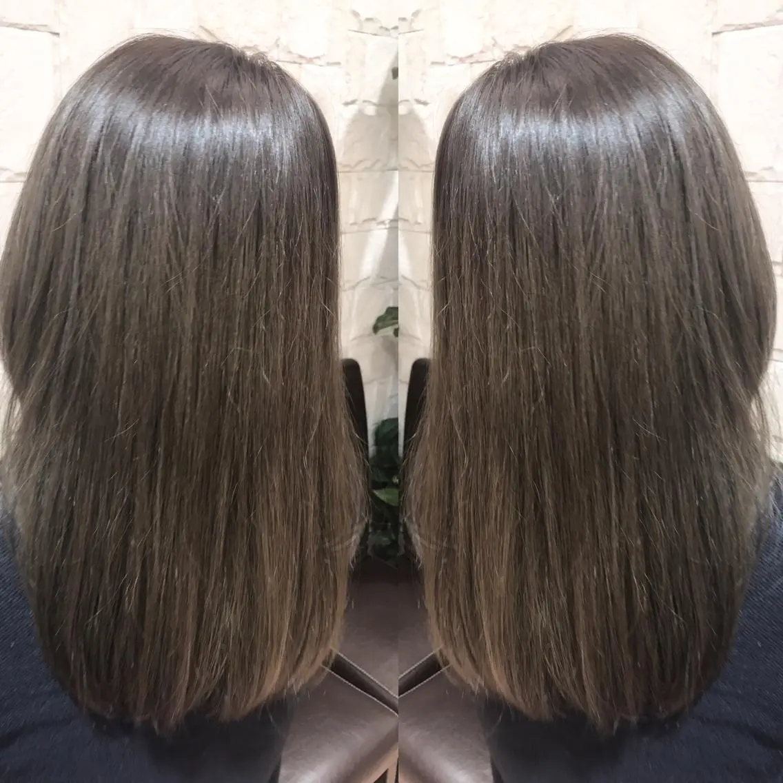 セミロング カラー くせ毛 外国人風カラー 伸ばしかけ 髪質改善 艶髪🔵フセナオヤのヘアスタイル