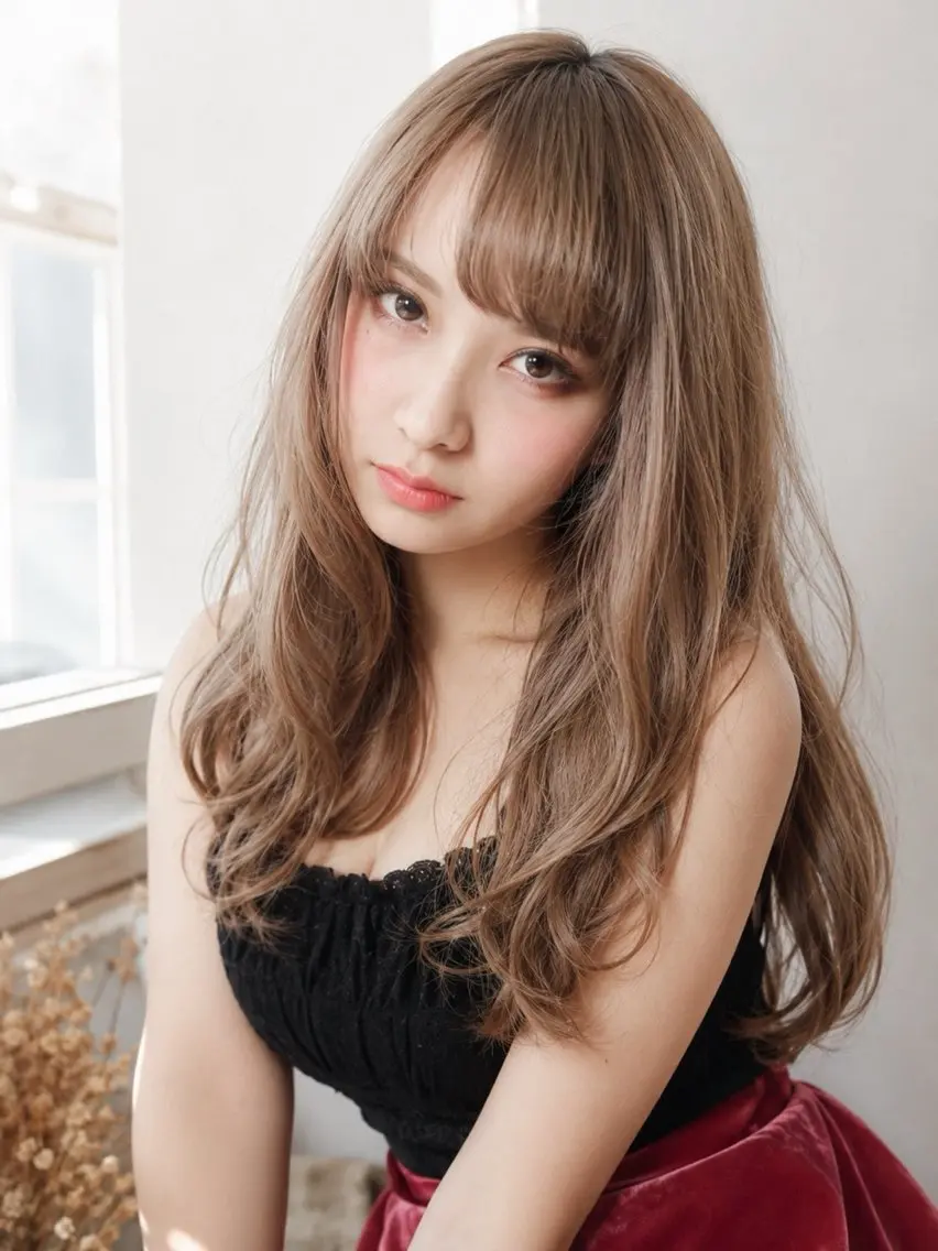 ロング カラー 佐伯 りょうのヘアスタイル