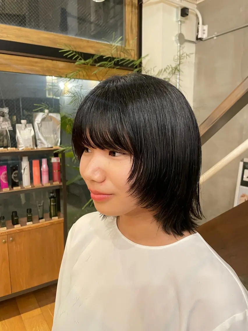 ミディアム ボブ 顔まわりレイヤー レイヤーカット 似合わせカラー/ 堀江美容室/レミ🎀のヘアスタイル
